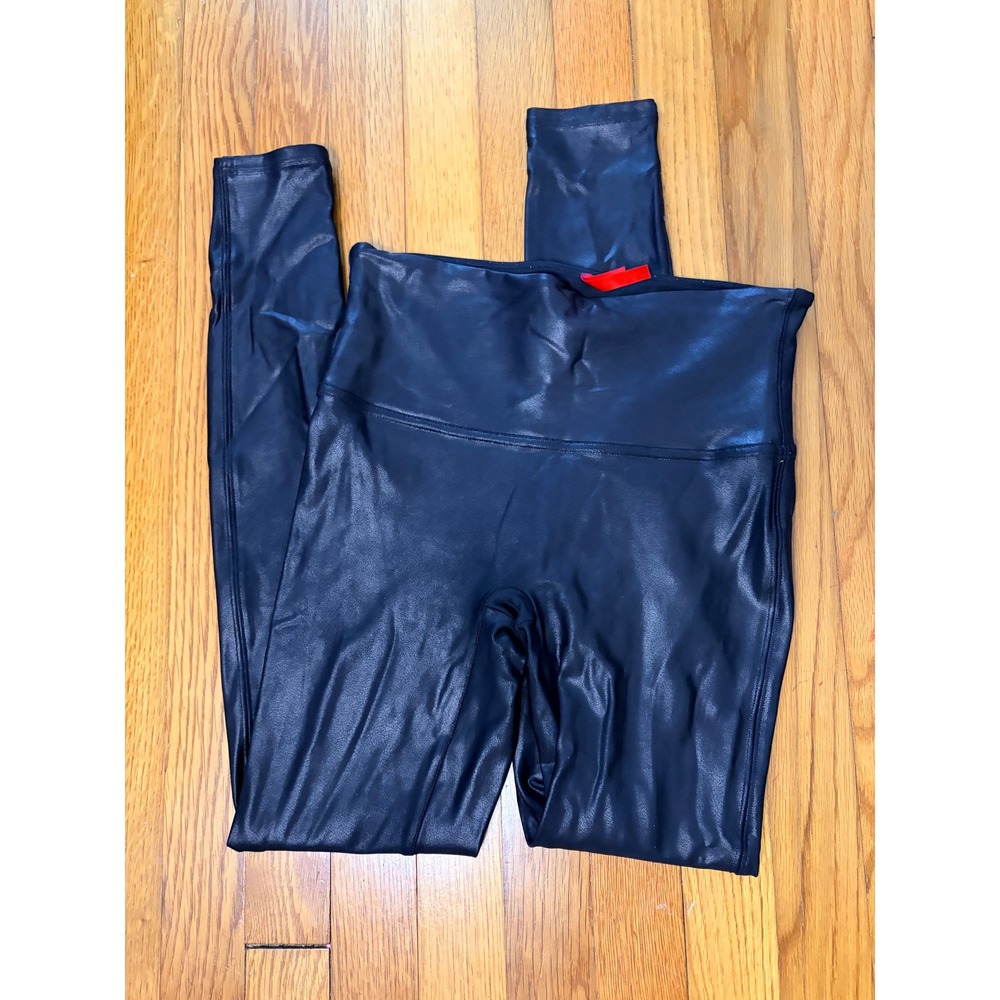 Spanx Faux Leather‎ Leggings Black High Waisted Shaper M M/M 20110R Slimming